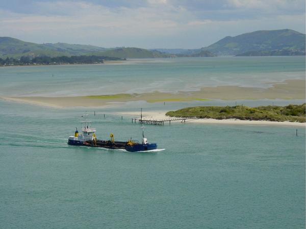 New Era:  "New Era" steaming to the dump site through the harbour entrance.